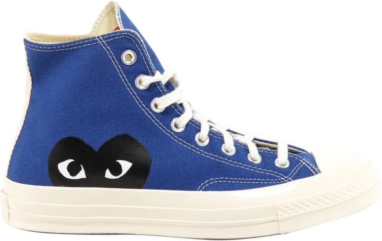 Comme des Garçons Canvas Sneakers met Zijprint Blue Heren