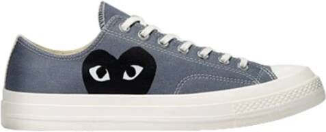 Comme des Garçons Play Grijze Canvas Lage Sneaker met Zwart Hart Gray Unisex