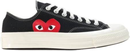 Comme des Garçons Play Zwarte Veterschoenen Stijlvol Zijprint Black