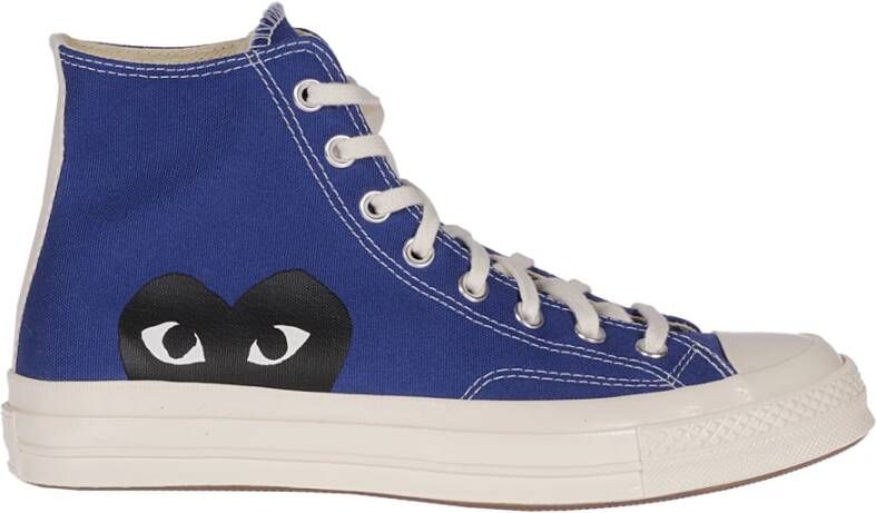 Comme des Garçons Blauwe Canvas High-Top Sneakers met CDG Heart Logo Blue