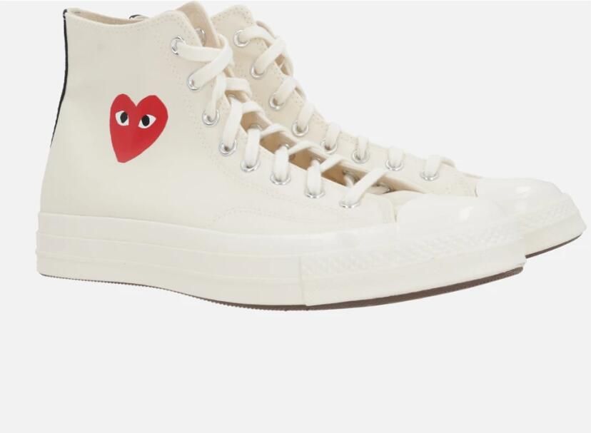 Comme des Garçons Play Heart Print High-Top Canvas Sneakers