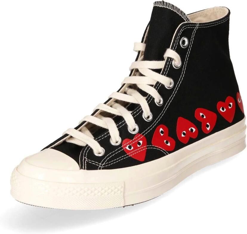 Comme des Garçons Play Zwarte Sneakers Lichtgewicht Canvas Gevulkaniseerde Zool
