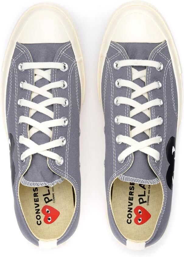 Comme des Garçons Play Grijze Canvas Lage Sneaker met Zwart Hart Gray Unisex - Foto 3