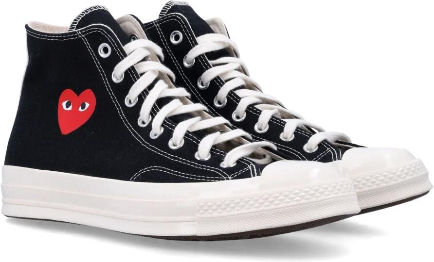 Comme des Garçons Canvas Sneakers met Heart Print Black