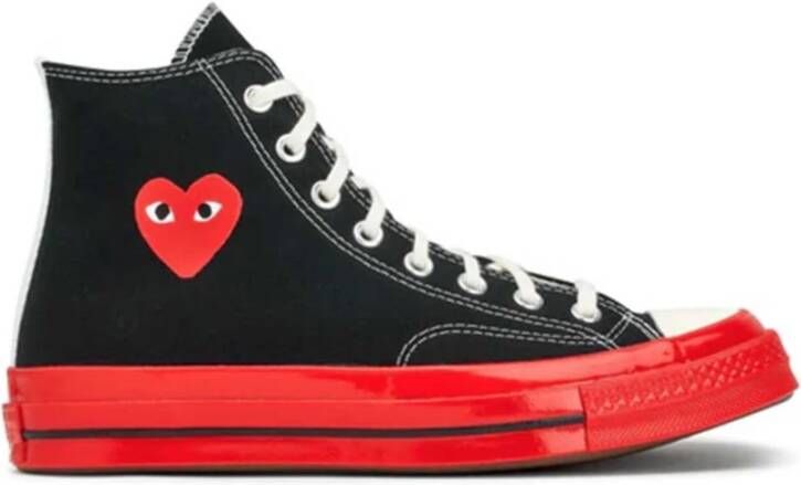 Comme des Garçons Play Zwarte en Rode Hoge Sneaker met Iconisch Hart Black Unisex