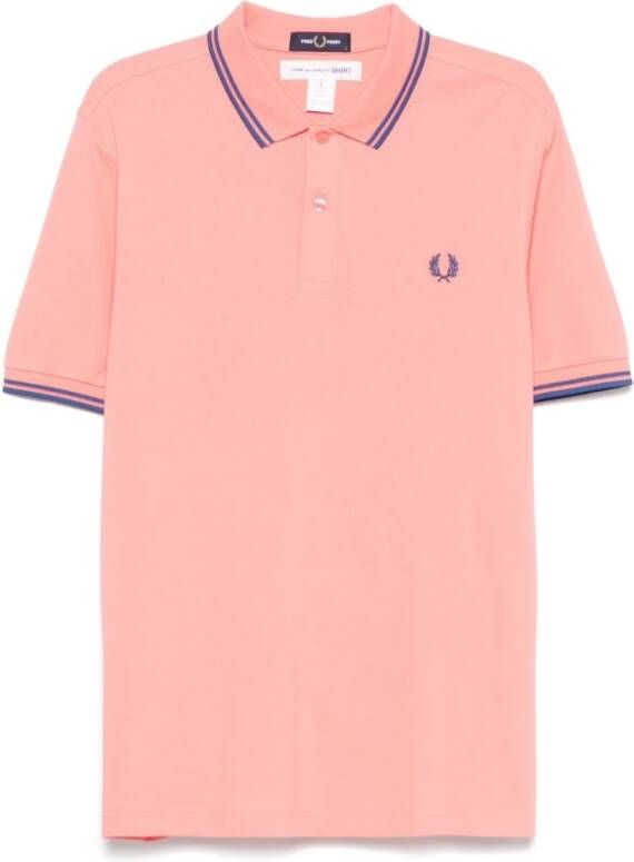 Comme des Garçons Koraalroze Polo Shirt Slogan Print