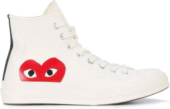 Comme des Garçons Play Grote Hart High Top Sneakers White Heren