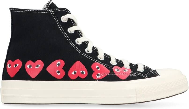 Comme des Garçons Zwarte Canvas Hart Print Sneakers Black