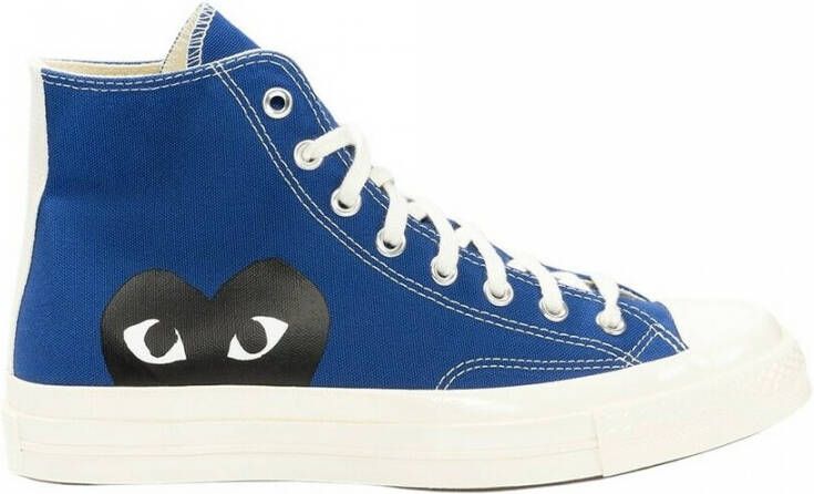 Comme des Garçons Blauwe Canvas High-Top Sneakers met CDG Heart Logo Blue