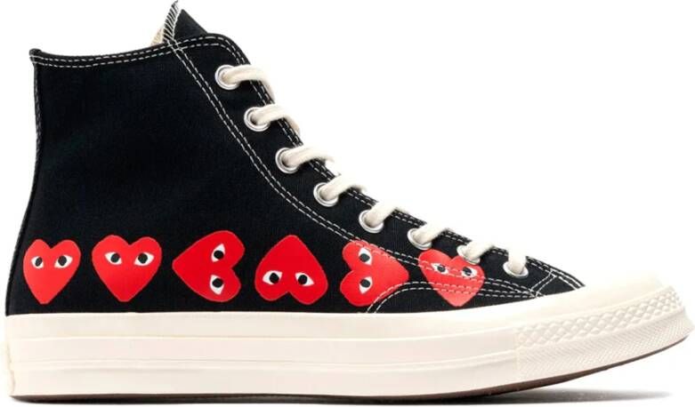 Comme des Garçons Zwarte Canvas Hart Print Sneakers Black