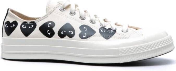 Comme des Garçons Play Hart Sneakers Wit Katoen Laag Veters White Heren