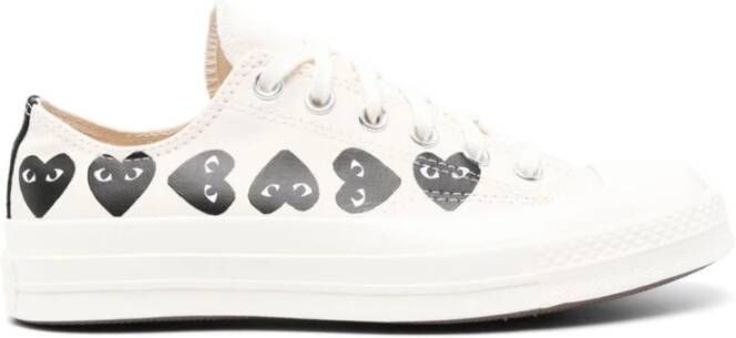 Comme des Garçons Play Hartprint Canvas Sneakers Wit White Heren