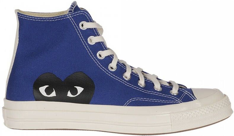 Comme des Garçons Blauwe Canvas High-Top Sneakers met CDG Heart Logo Blue