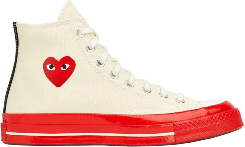 Comme des Garçons Play Rode Zool Hoge Zwarte Canvas Sneakers - Foto 2