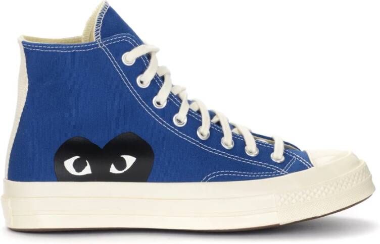 Comme des Garçons Play Hoge Sneaker in Blauw Canvas met Zwart Hart Blue Heren