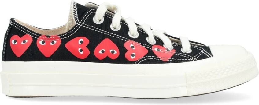 Comme des Garçons Play Rode Hart Canvas Sneakers Black Heren