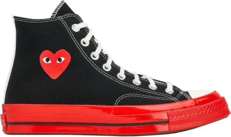 Comme des Garçons Play Rode Zool Hoge Zwarte Canvas Sneakers