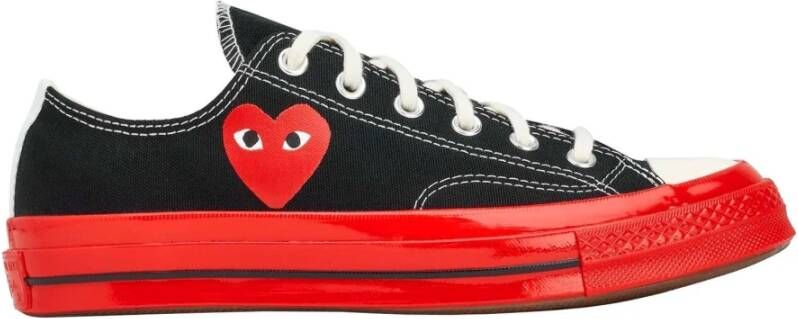 Comme des Garçons Play Rode Zool Lage Zwarte Canvas Sneakers