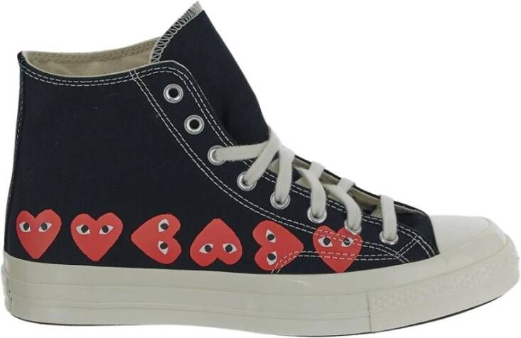 Comme des Garçons Zwarte Canvas Hart Print Sneakers Black Heren