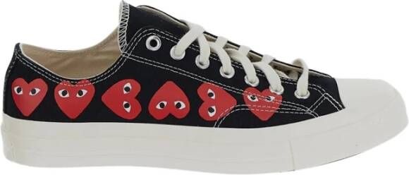 Comme des Garçons Play Zwarte Heart Low-Top Canvas Sneakers Multicolor