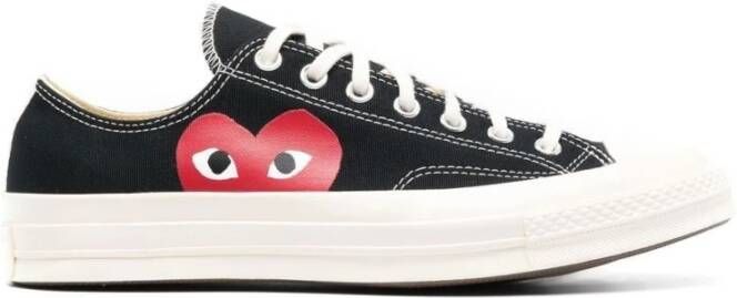 Comme des Garçons Play Zwarte Canvas Sneaker met Rood Hart Black Unisex