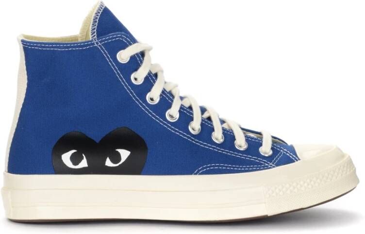 Comme des Garçons Blauwe Canvas High-Top Sneakers met CDG Heart Logo Blue