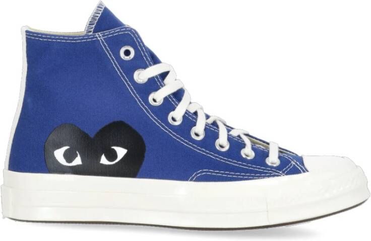 Comme des Garçons Blauwe Canvas High-Top Sneakers met CDG Heart Logo Blue