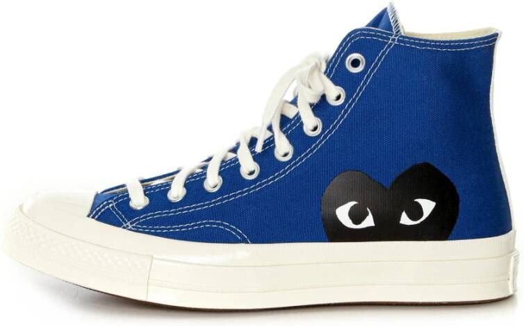 Comme des Garçons Blauwe Canvas High-Top Sneakers met CDG Heart Logo Blue