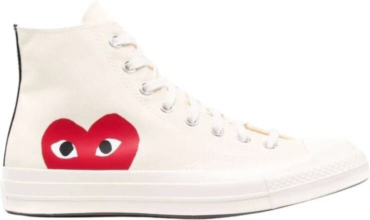 Comme des Garçons Play Grote Hart High Top Sneakers White Heren