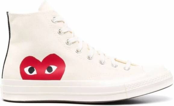 Comme des Garçons Play Grote Hart High Top Sneakers White Heren