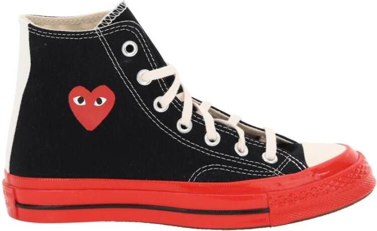 Comme des Garçons Play Zwarte en Rode Hoge Sneaker met Iconisch Hart Black Unisex