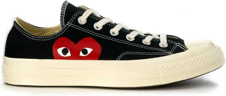 Comme des Garçons Play Zwarte Canvas Sneaker met Rood Hart Black Unisex