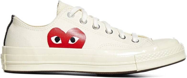 Comme des Garçons Play Witte Sneakers met Blauwe Accenten