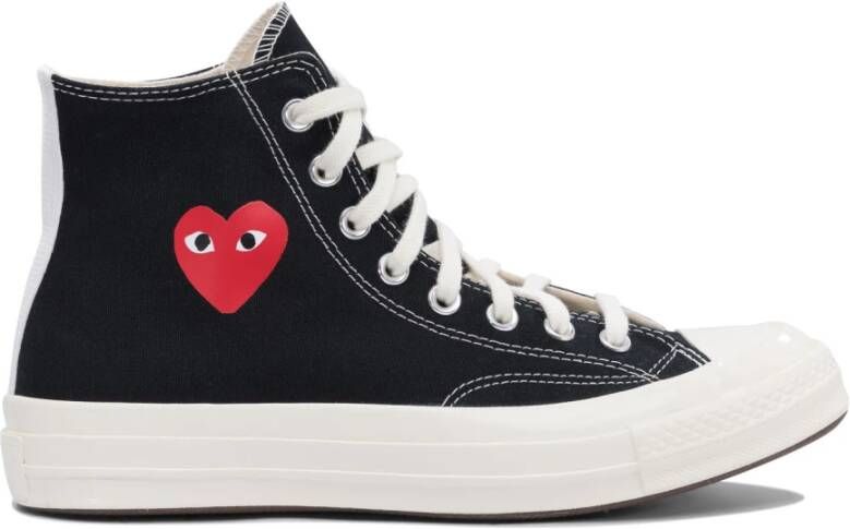 Comme des Garçons Play Zwarte Canvas Hartprint Sneakers
