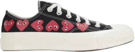 Comme des Garçons Play Zwarte Katoenen Sneakers met Contrasterend Logo Black Heren