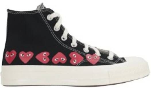 Comme des Garçons Play Zwarte High-Top Canvas Sneakers Black Heren