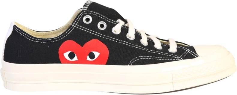 Comme des Garçons Play Zwarte Veterschoenen Stijlvol Zijprint Black Heren
