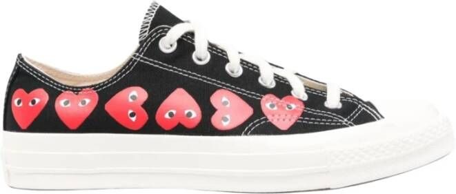 Comme des Garçons Play Zwarte Heart Low-Top Canvas Sneakers Multicolor