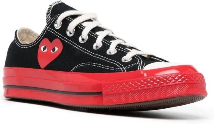 Comme des Garçons Zwarte Canvas Lage Sneakers Zwart Dames