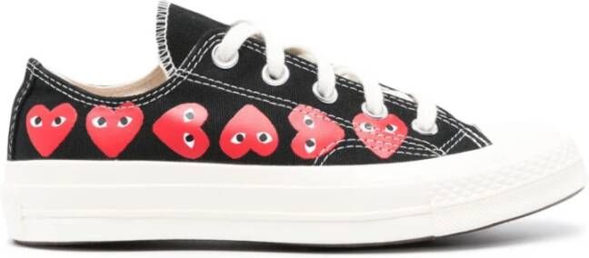 Comme des Garçons Play Zwarte Katoenen Sneakers met Contrasterend Logo Black