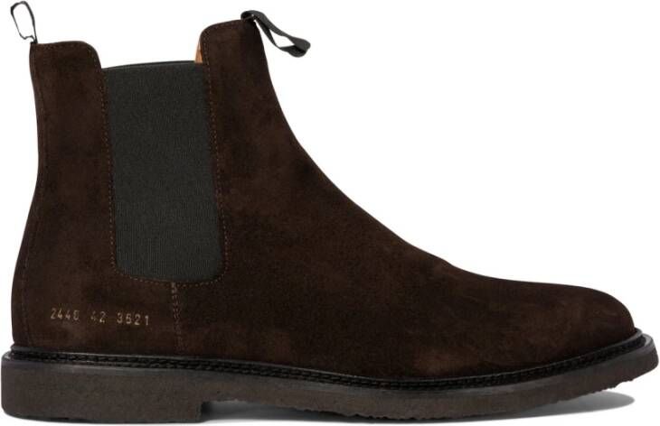 Common Projects Bruine Enkellaarzen Elegant Elastisch Ontwerp