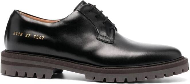 Common Projects Casual Zwarte Leren Sneakers met Rubberen Zool