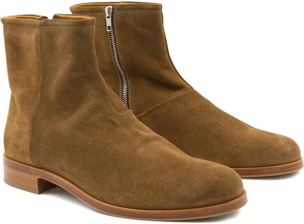 Common Projects Bruine Suède Rits Schoenen Ronde Neus