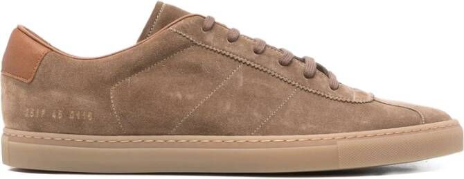 Common Projects Kameel Suède Veters Rubberen Zool Schoen