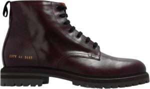 Common Projects Leren gevechtslaarzen Paars Heren