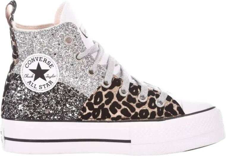 Converse Aangepaste Witte Platform Sneakers Glitter