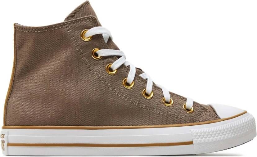 Converse Taupe Herringbone High Top Sneakers Beige Dames