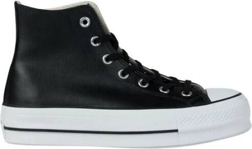 Converse Chuck Taylor All Star Platform Leather High-Top Sneakers Zwart Dames