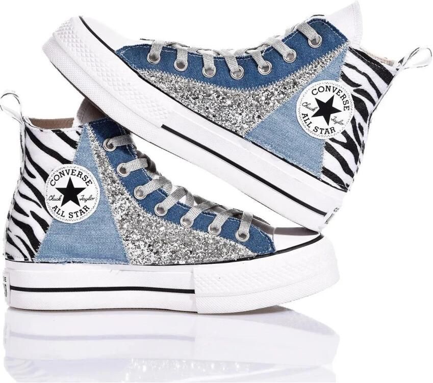 Converse Handgemaakte Zebra Lace Platform Sneakers