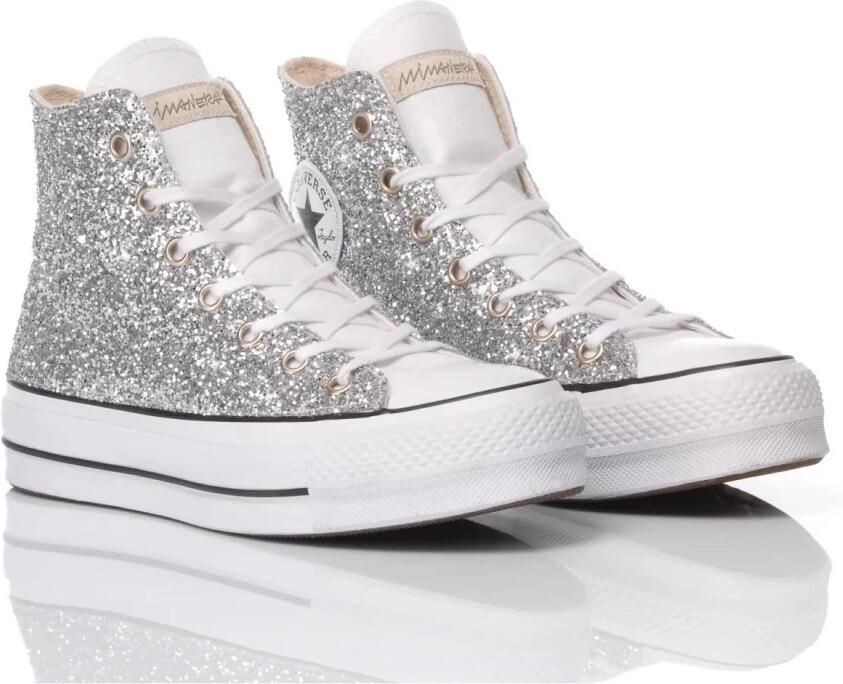 Converse Zilver Glitter Platform Sneakers Vrouwen